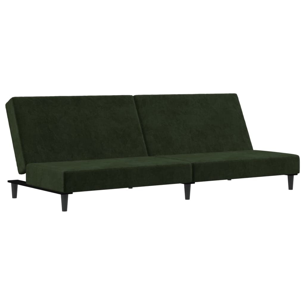 vidaXL 2-Seater Velvet Sofa Bed - Convertible Sleeper Loveseat in Dark Green, Multi-Purpose with Sturdy Wood Frame, for Home/Office
