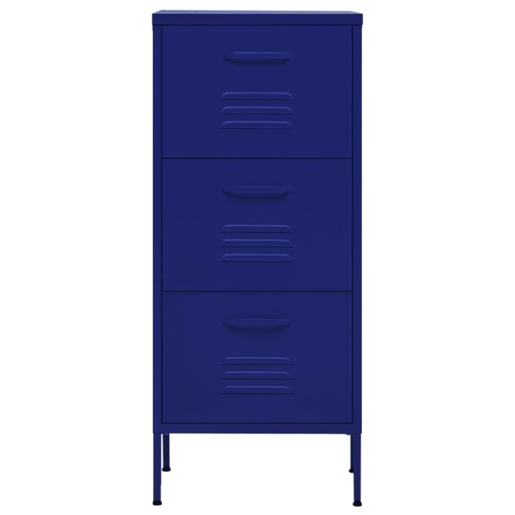 vidaXL Navy Blue Storage Cabinet - 16.7"x13.8"x40" - Steel Material - Extendable Drawers - Industrial Style - Adjustable Levellers