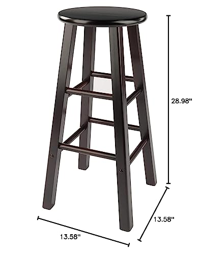 Ergode Wood Element Bar Stool Set | Polished Espresso Finish | Solid Wood Construction | 220lbs Weight Capacity | 8 Crossbars for Stability | Versatile Design | Perfect for Kitchen or Den