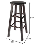 Ergode Wood Element Bar Stool Set | Polished Espresso Finish | Solid Wood Construction | 220lbs Weight Capacity | 8 Crossbars for Stability | Versatile Design | Perfect for Kitchen or Den