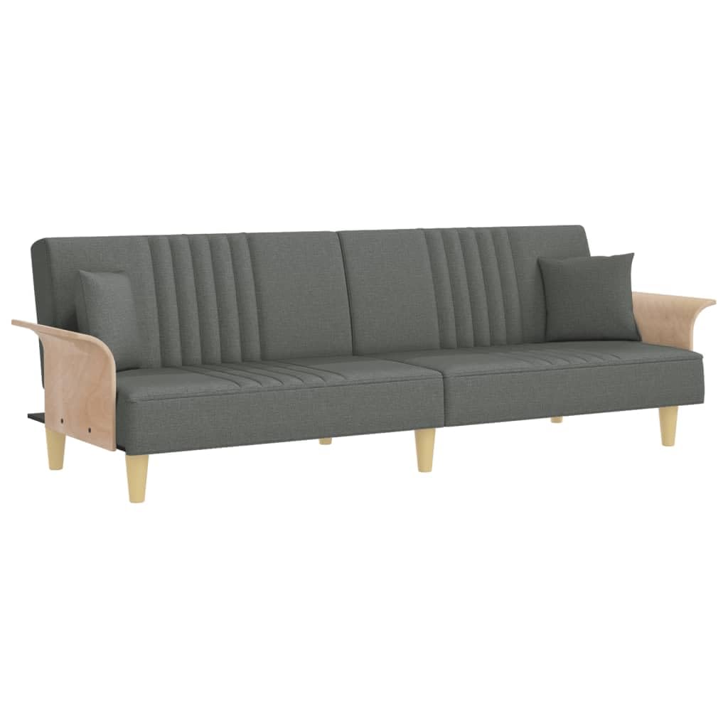 vidaXL Multi-Functional Sofa Bed with Armrests, 100% Polyester Upholstered Sleeper Sofas, Breathable Two Backrests Adjustable to Twin Bed, with Extra Practical Pillows, Dark Gray