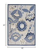HomeRoots Blue/Grey 100% Polypropylene 5’ x 7' Blue and Gray Indoor Outdoor Area Rug
