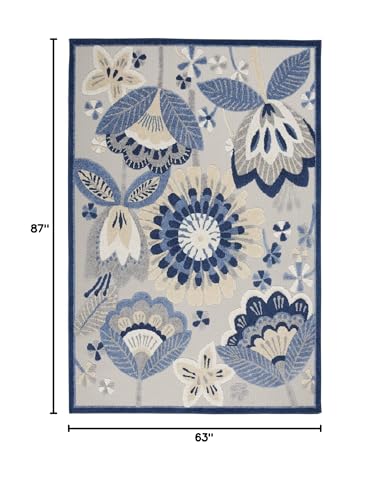 HomeRoots Blue/Grey 100% Polypropylene 5’ x 7' Blue and Gray Indoor Outdoor Area Rug