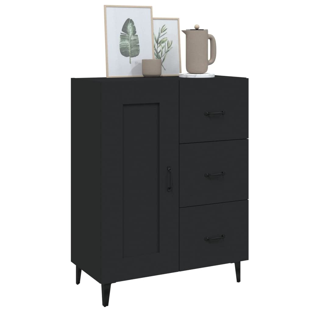 vidaXL Classic Sideboard - Durable Engineered Wood, Ample Storage Space, Stable, Black Finish, Living Room and Bedroom Furniture