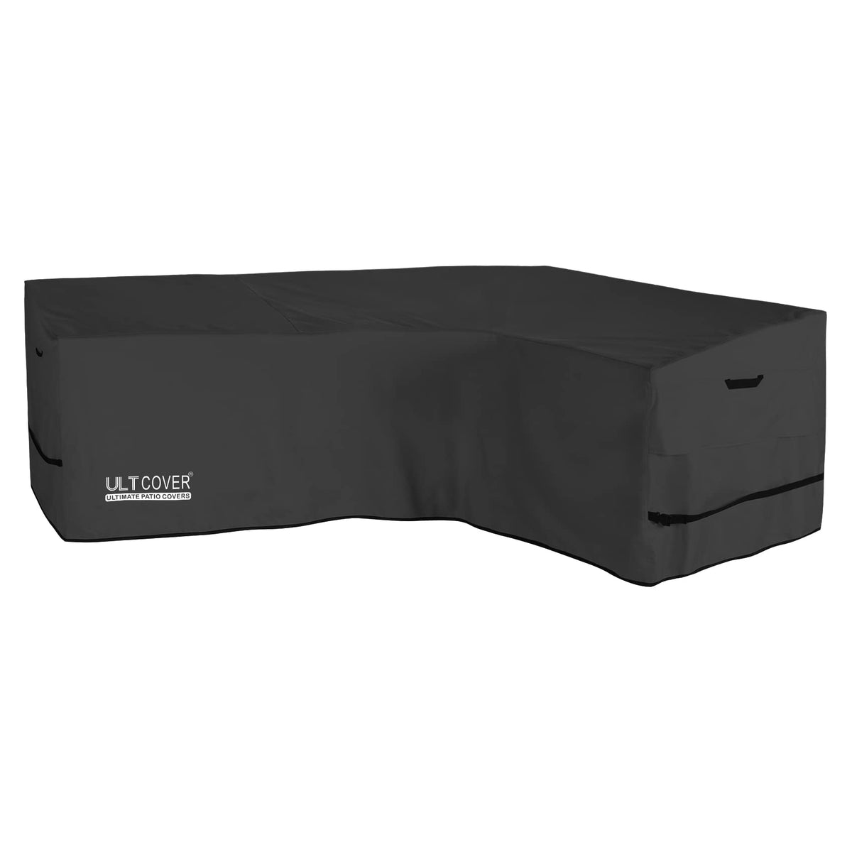 Ultcover Patio L-Shaped Right Facing Sofa Cover Waterproof For 4-Seater Outdoor Sectional Furniture Couch 85X58 Inch Wide, Black