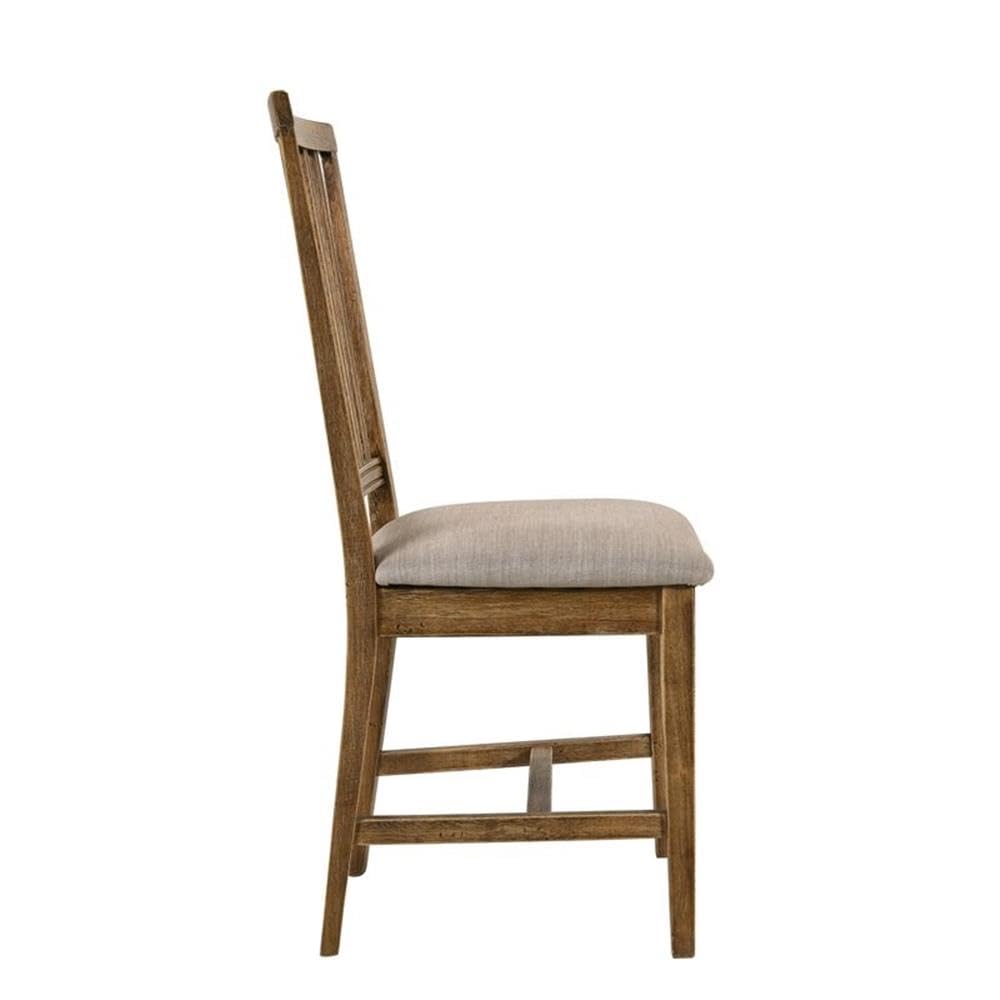 Acme Wallace Ii Dining Side Chair In Tan & Weathered Oak (Set Of 2)