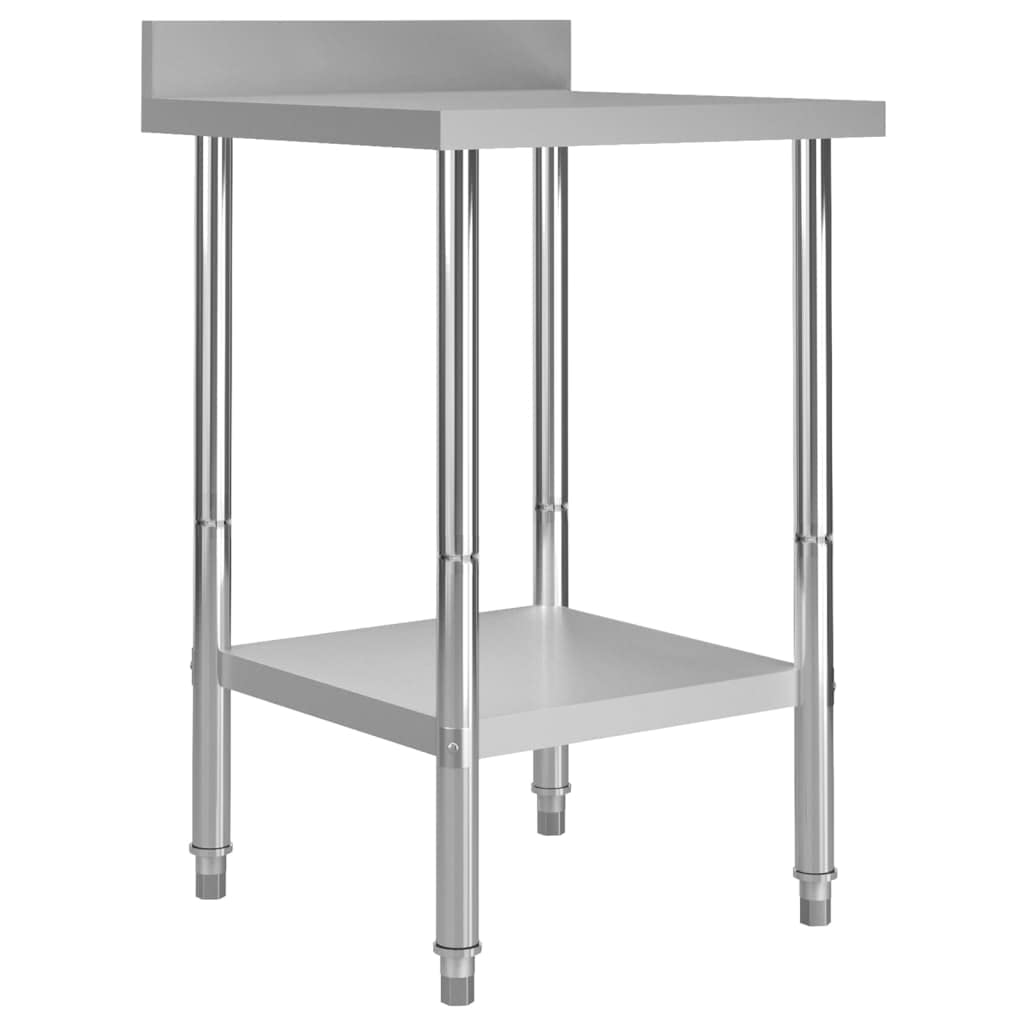 vidaXL Commercial Stainless Steel Kitchen Work Table with Backsplash and Adjustable Feet - 23.6&quot; x 23.6&quot; x 36.6&quot; – Silver