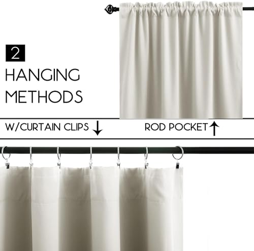 Koufall Cafe Curtains 18 X 24 Inch Length For Small Window Treatments Tiers Boho Blackout Curtains For Rv Camper Windows Kitchen,Sets Of 2 Panels,Cream Beige