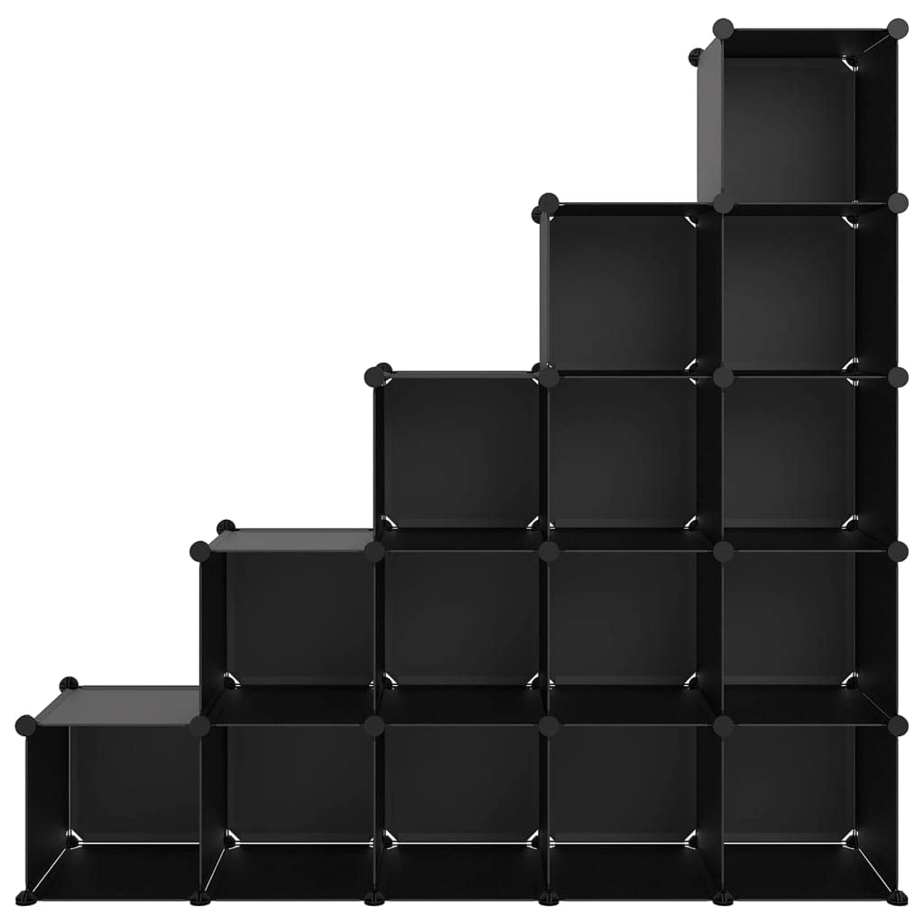 vidaXL Storage Cube Organizer with 15 Cubes - Black Polypropylene and Steel Frame - Versatile and Easy to Assemble