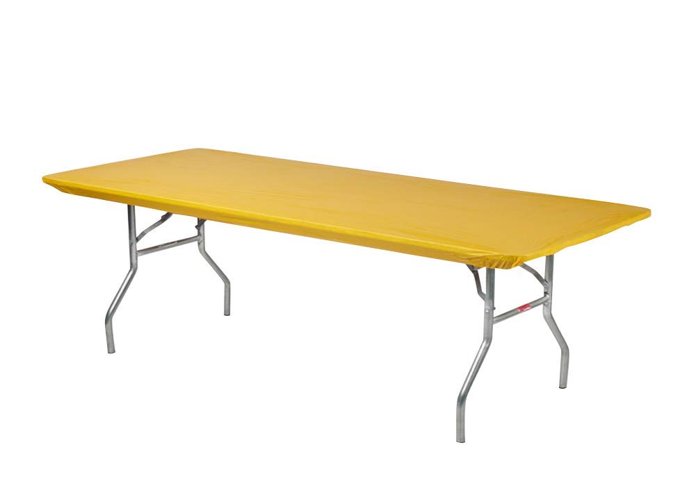 Kwik-Covers 6' Rectangle Plastic Table Covers 30' X 72', Bundle Of 5 (Gold)