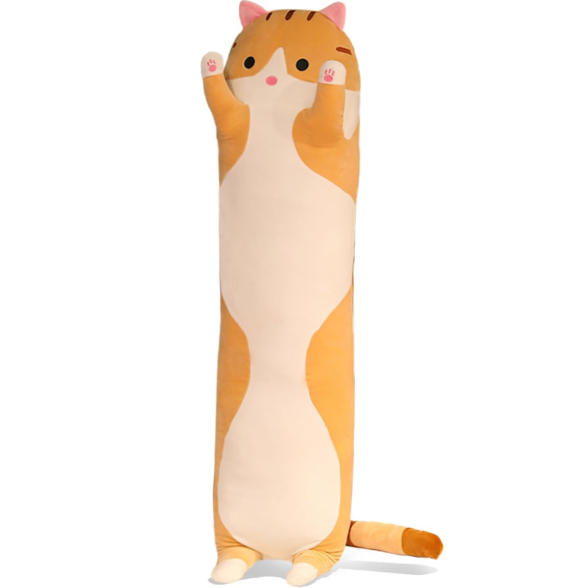 Werdast Orange Cat Long Plush Pillow Kitty Stuffed Animals Soft Sleeping Throw Pillow Doll Toy (Orange,35Inches)