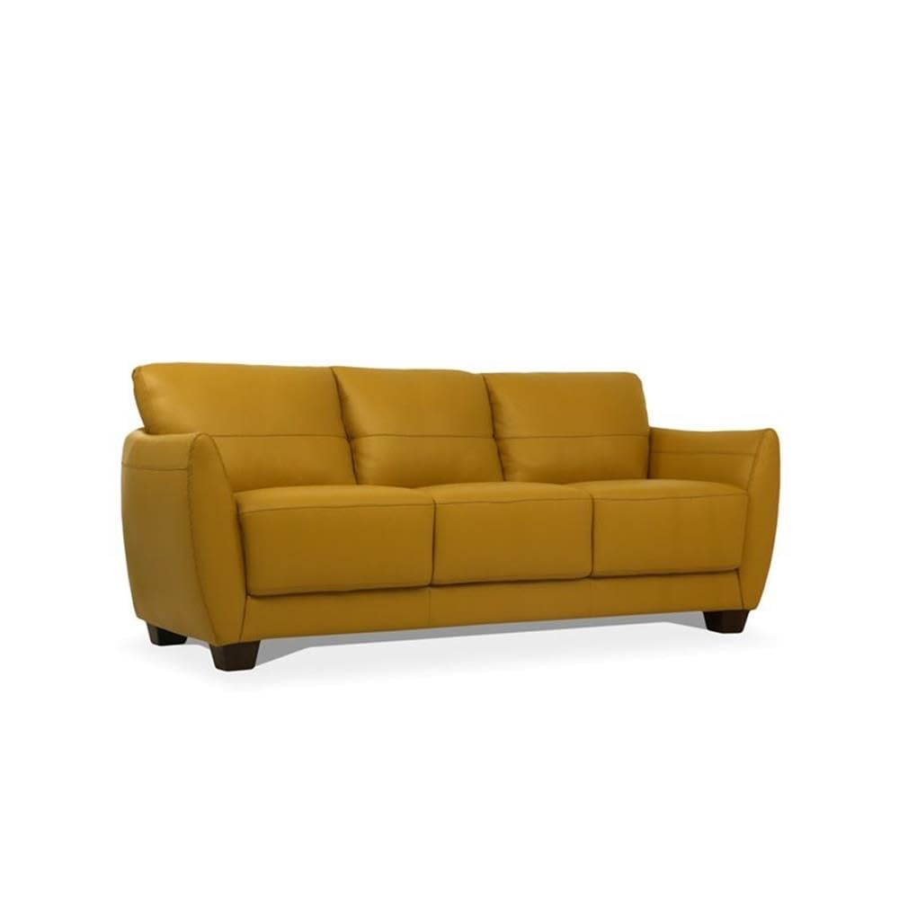 Acme Valeria Leather Sofa In Mustard