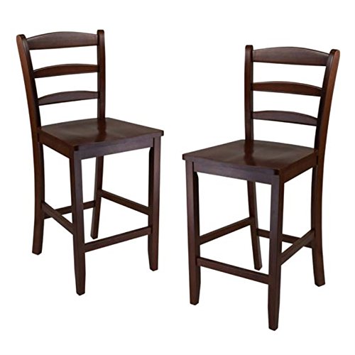 Ergode Wood Element Counter Stool Set | Oyster Gray | 2-Pc Set | Solid Wood | 220lbs Weight Capacity | Stable & Stylish | Multiple Finishes (94244-VV)