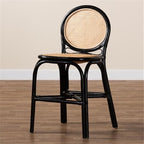 Bali & pari Ayana Mid-Century Modern Two-Tone Black and Natural Brown Rattan Counter Stool