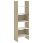 NusGear Book Cabinet White and Sonoma Oak 23.6"x13.8"x70.9" Chipboard-N3412