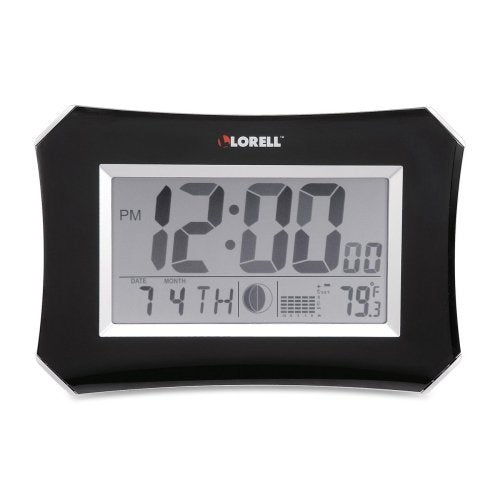 Lorell Lcd Wall/Alarm Clock, 10-1/4-Inch Lunar, Silver/Black