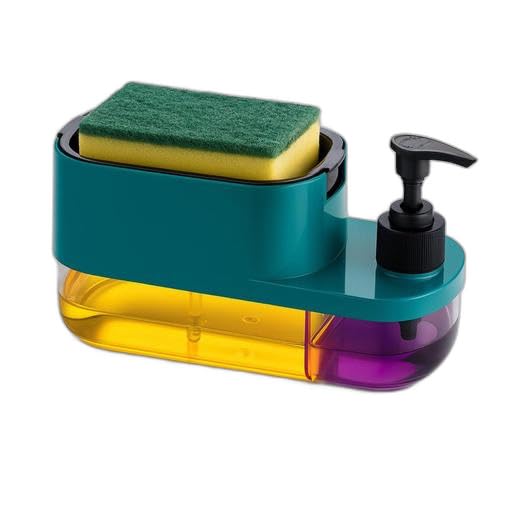 3 in 1 Soap Pump Dispenser Dish Soap Liquid Dispenser Sponge Holder Dish Soap Pump Dispenser for Kitchen Sink Countertop DL 582