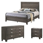 Best Quality Furniture 3Pc Twin Bed + Dresser + Nightstand, Gray