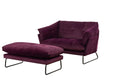 Lilola Home Karla Purple Velvet Contemporary Loveseat and Ottoman