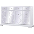 Elegant Decor Modern 4 Door 60" Mirrored Panel Sideboard in White