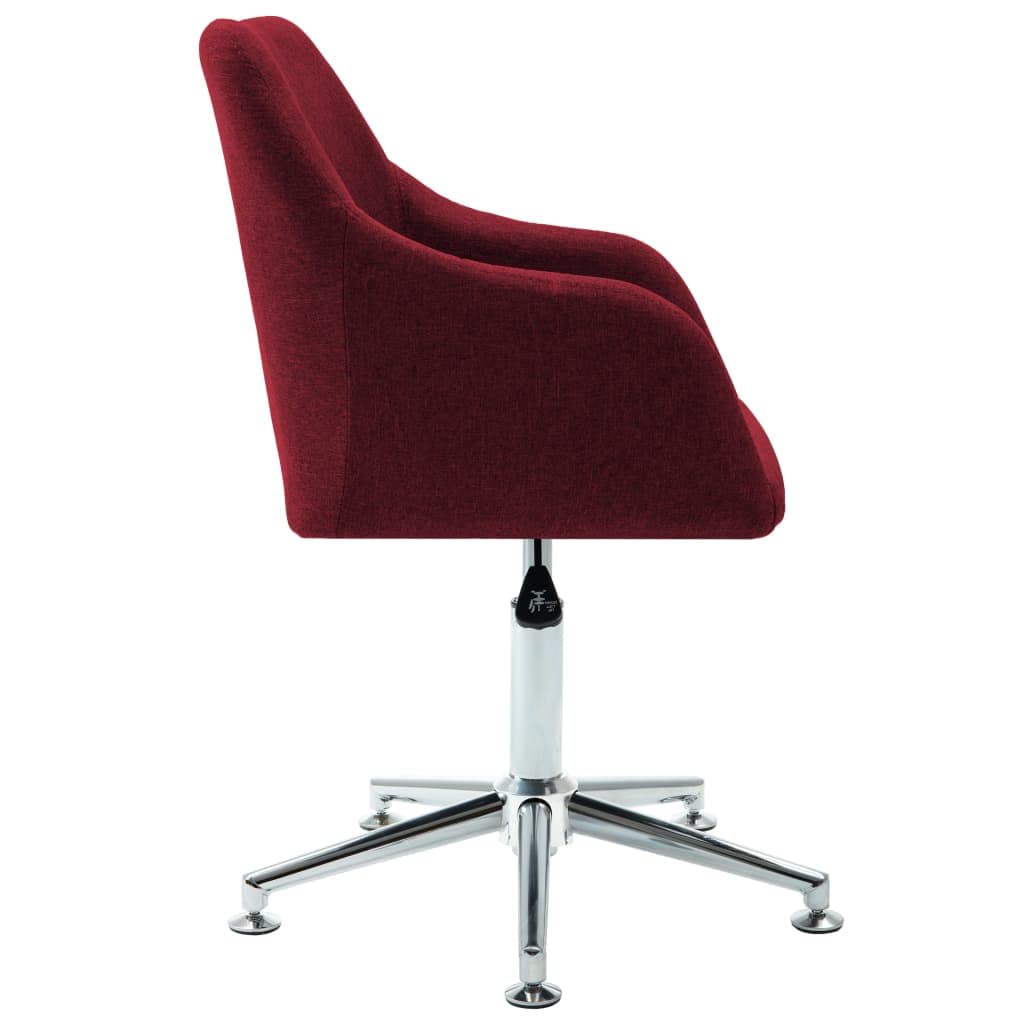 Vidaxl Swivel Dining Chair, Adjustable Height, Ergonomic Design With Soft Wine Red Fabric Upholstery, Ideal For Dining Room And Office
