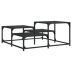 vidaXL Black Engineered Wood Coffee Table - Contemporary Sofa Center Desk with Metal Frame, Multi-Level Display Surface, Adjustable Feet, 34.4"x34.4"x15.7"