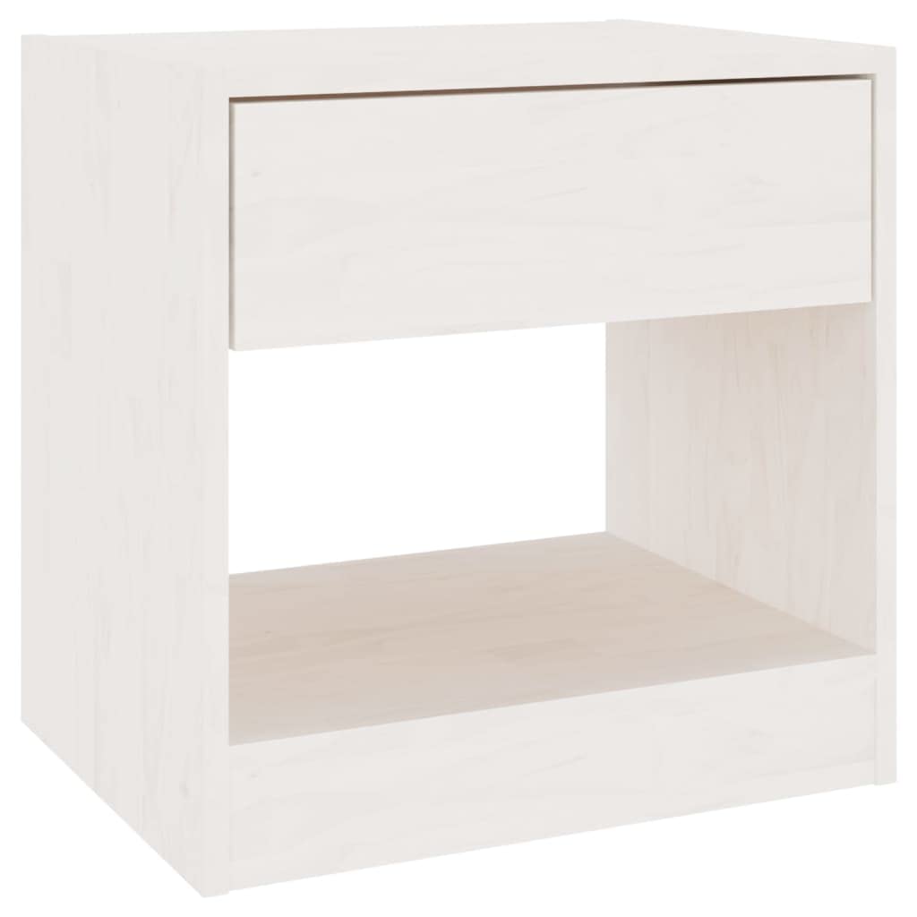 vidaXL Bedside Cabinet White 15.7&quot;x12.2&quot;x15.7&quot; Solid Wood Pine