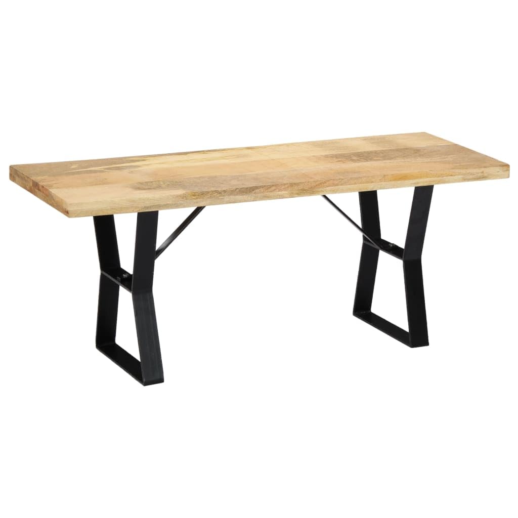 vidaXL Industrial-Style Bench, 63-Inch Dining Furniture, Solid Mango Wood Construction with Powder-Coated Iron Legs