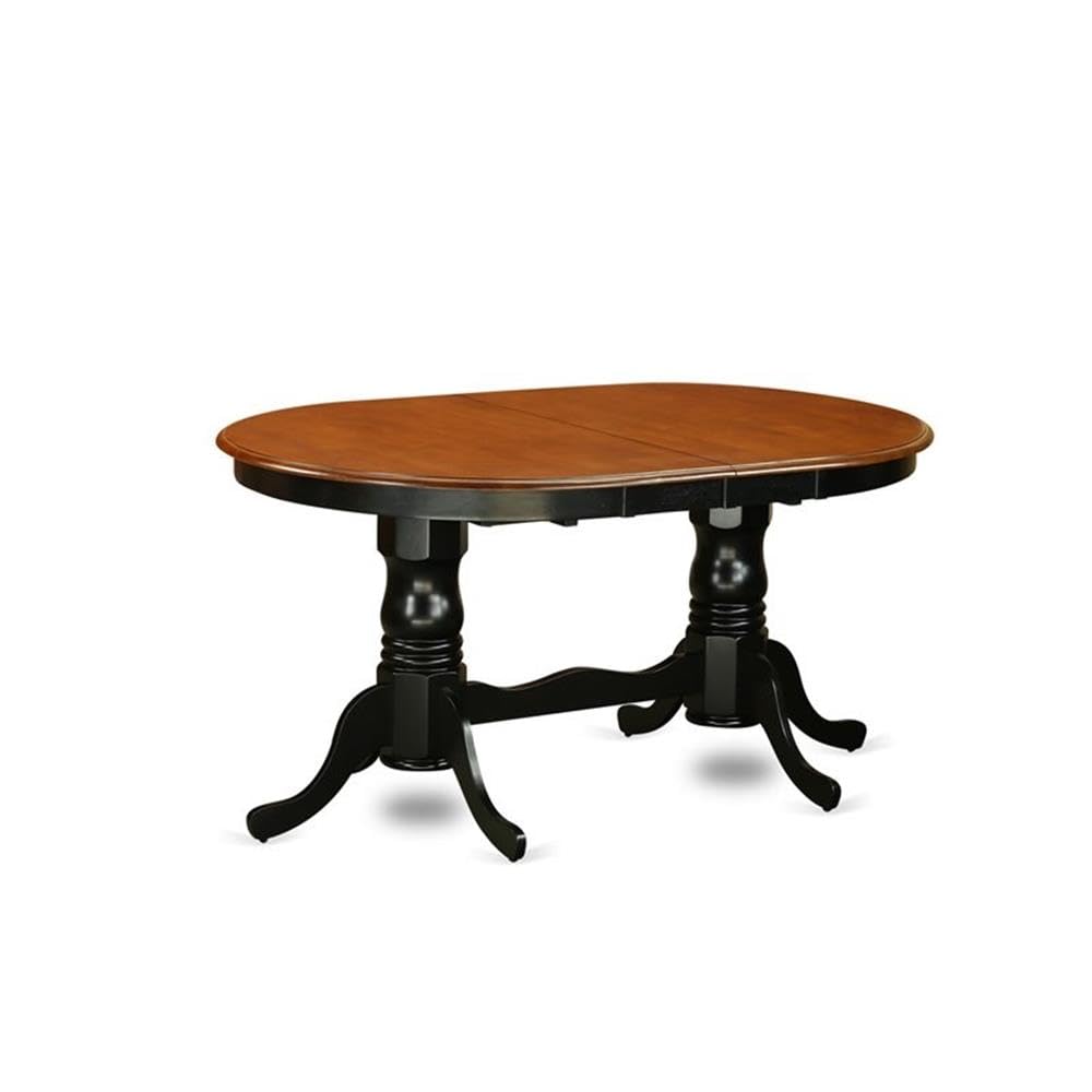 East West Furniture PVT-BLK-TP Plainville Modern Dining Table - an Oval Kitchen Table Top with Butterfly Leaf & Double Pedestal Base, 42x78 Inch, Black & Cherry