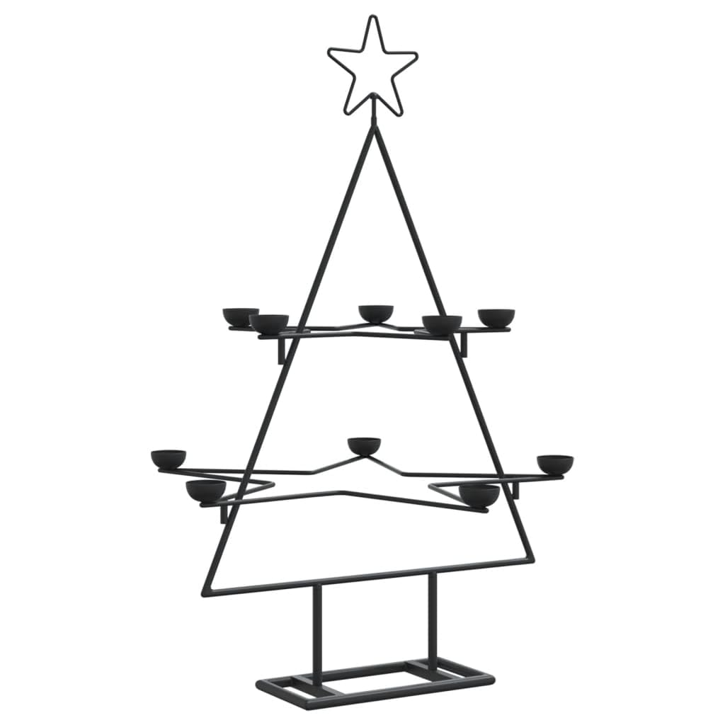 vidaXL Metal Christmas Tree - Black Powder-Coated Steel - 53 x 53 x 75 cm - DIY Decoration with Tealight Holders - Modern Xmas Decor