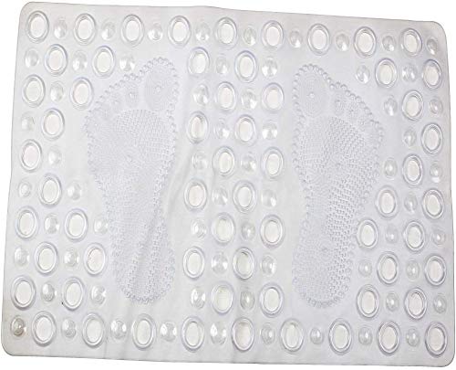 CASA FURNISHING  Bathroom NonSlip PVC Shower Mat with Suction Cups (White, Standard Size)