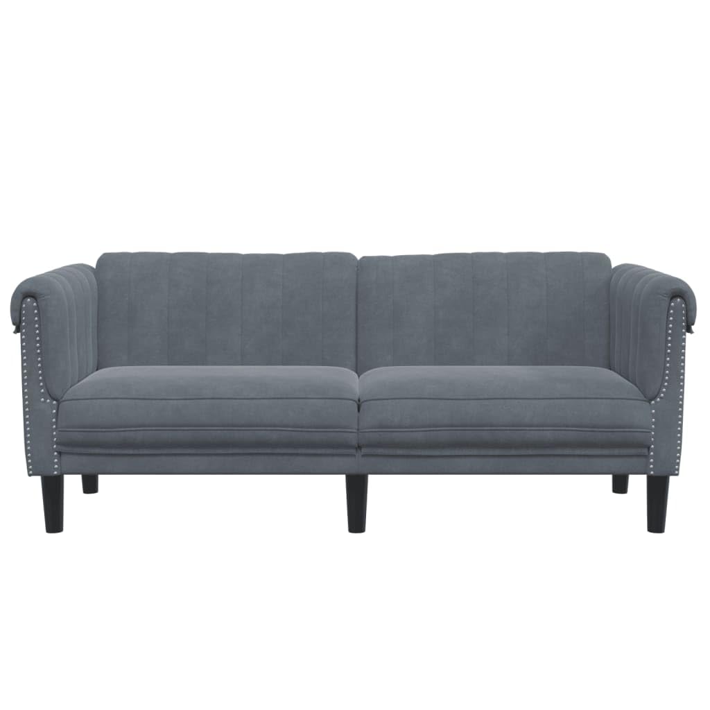 vidaXL Dark Gray Velvet 2-Seater Upholstered Loveseat - Comfortable Modern Couch with Supportive Legs for Living Room