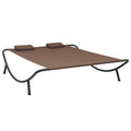 vidaXL Patio Lounge Bed in Brown Fabric - Outdoor Weather-Resistant Relaxation Furniture with Powder-Coated Steel Frame and Comf