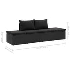 vidaXL Poly Rattan Patio Lounge Chair, Sunbed, Outdoor Sofa with Adjustable Both Ends, Included Cushions & Pillows, Washable Cushion Cover, Sturdy Steel Frame, 76.8"x23,6"x23.6" Black