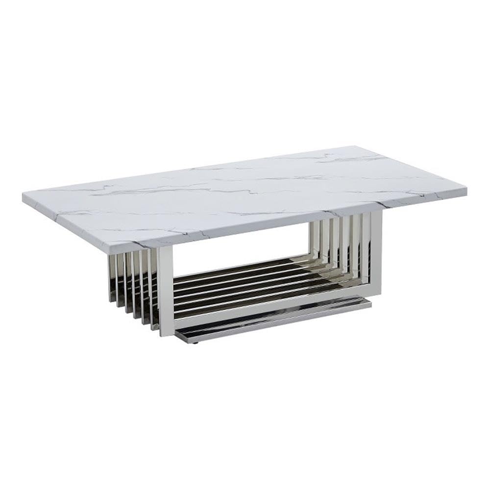 Best Quality Furniture Ct310 Coffee Table, White/Silver