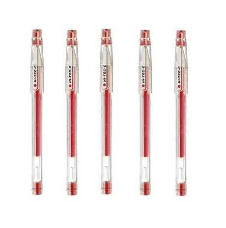 Pilot Hi-Tec-C 03 Gel Ink Pen, Micro Fine Point 0.3Mm, Red Ink, Lh-20C3, Value Set Of 5