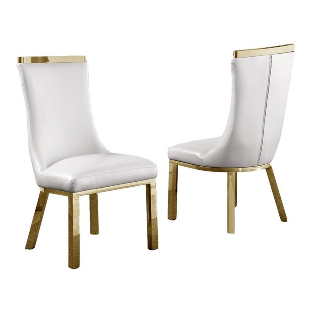 Best Quality Furniture Sc270-277 Chairs, White/Gold