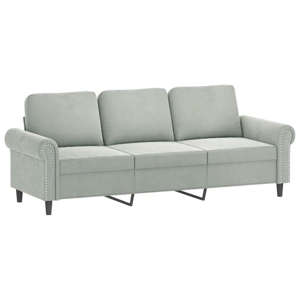 vidaXL Light Gray Velvet Sofa Set - Modern Loveseat & Couch Combo with Pillows and Comfortable Padded Seating for Living Room or Lounge