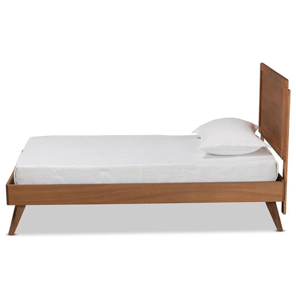 Baxton Studio Jiro Mid-Century Modern Walnut Brown Finished Wood Twin Size Platform Bed