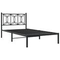 vidaXL Metal Bed Frame with Headboard - Single Size 39.4"x78.7" - Black Steel Bed Frame with Extra Storage - Sturdy and Durable with Breathable Slats for Bedroom