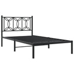 vidaXL Metal Bed Frame with Headboard - Single Size 39.4"x78.7" - Black Steel Bed Frame with Extra Storage - Sturdy and Durable with Breathable Slats for Bedroom
