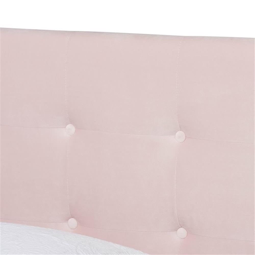 Baxton Studio Caprice Modern and Contemporary Glam Light Pink Velvet Fabric Upholstered Twin Size Panel Bed