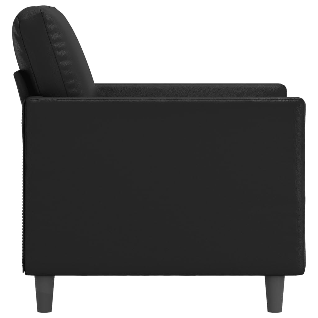 vidaXL Black Faux Leather Sofa Chair - Sturdy Metal Frame - Comfortable Padded Seat and Armrest - Modern Design