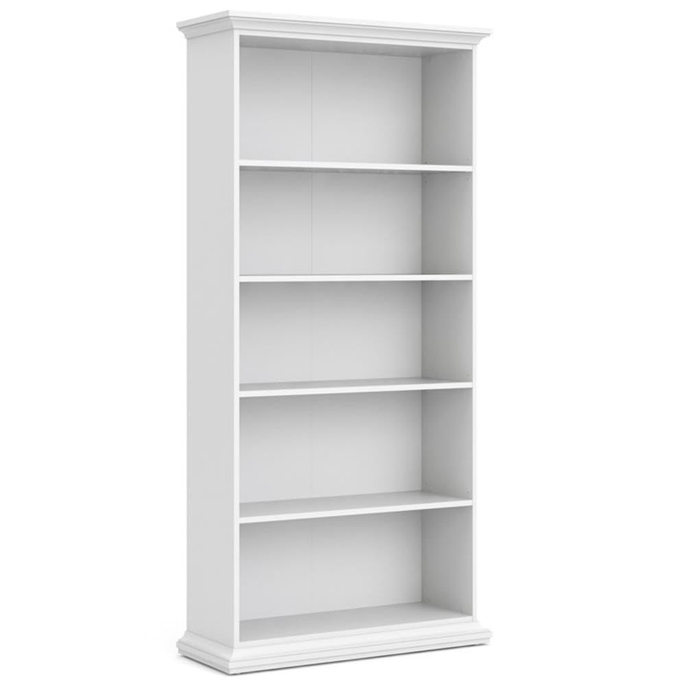 Tall Wide 5 Shelf Bookcase, White