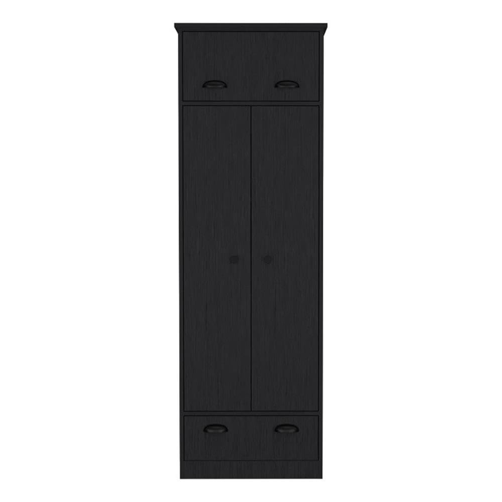 Depot E-Shop Tifton Armoire With Hinged Drawer, 2-Doors And 1-Drawer, Black