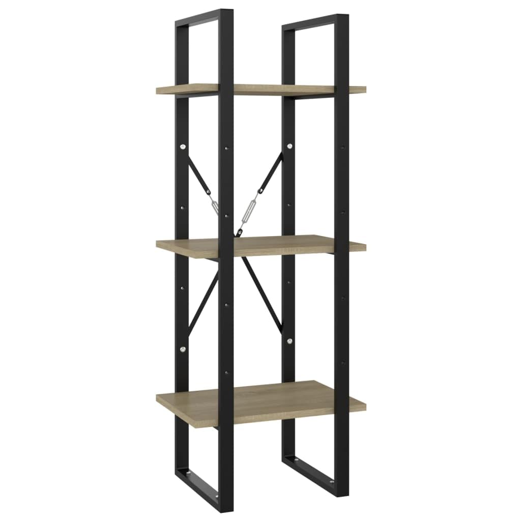 vidaXL 3-Tier Book Cabinet Sonoma Oak 15.7"x11.8"x41.3" Chipboard