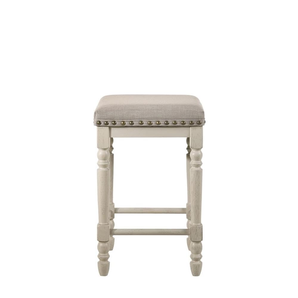 Acme Tasnim Upholstered Counter Height Stool in Oak and Antique White