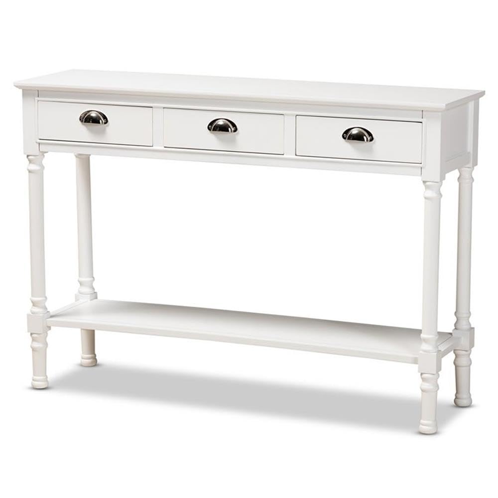 Baxton Studio Garvey French Provincial White Finished Wood 3-Drawer Entryway Console Table White/Wood
