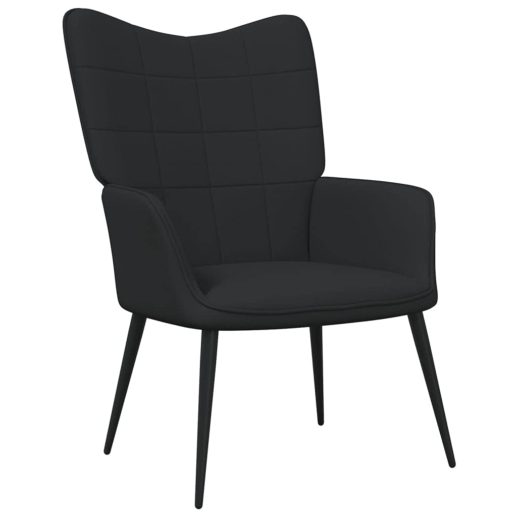 vidaXL Modern Design Relaxing Chair with Soft Black Fabric Upholstery and Steel Frame - Comfortable Padded Foam Seating
