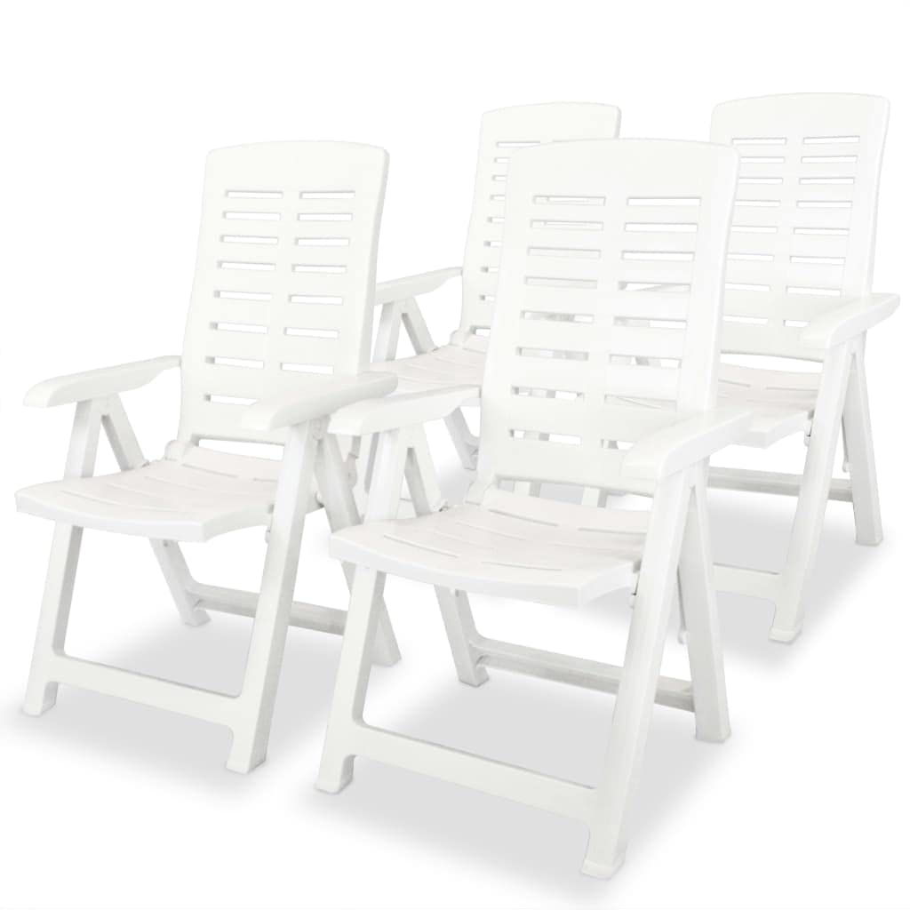 vidaXL 5 Piece Patio Dining Set Yard Furniture Set Courtyard Table and Chair Reclining Chair Garden Outdoor Chair Foldable Plastic White
